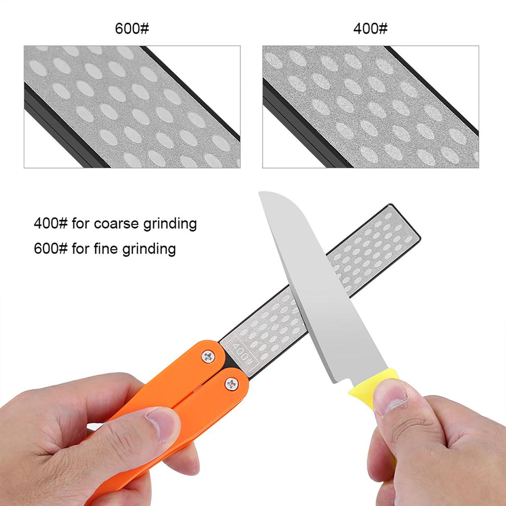 Outdoor Camping Folding Double Sided 400Celsius600# Sharpener Stone Whetstone Sharpening Tool(Yellow)