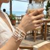 Elegant Mermaid Tail Imitation Pearl Elastic Bracelet Set for Women Cute Bowknot Starfish Shell Bracelets Party Jewelry Gift