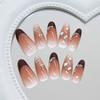Cat Eye Gradient Blush Press On Nails, French Shiny Diamond Gentle Elegant European American Ins Style Removable Fake Nails 30Pcs