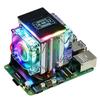 Refroidisseur Actif Freenove pour Raspberry Pi 5 Dissipateur Thermique, 1 / 2 Ventilateurs PWM Synchronisation Lumière ARGB, Écran OLED, Modes de Refroidissement et d'Éclairage Multiples