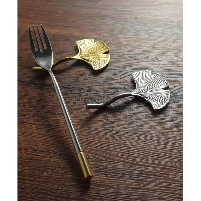 Stainless Steel Chopstick Holder Ginkgos Leaf Shaped Spoon Rest For Dining Table Cutlery Support Tableware Stand