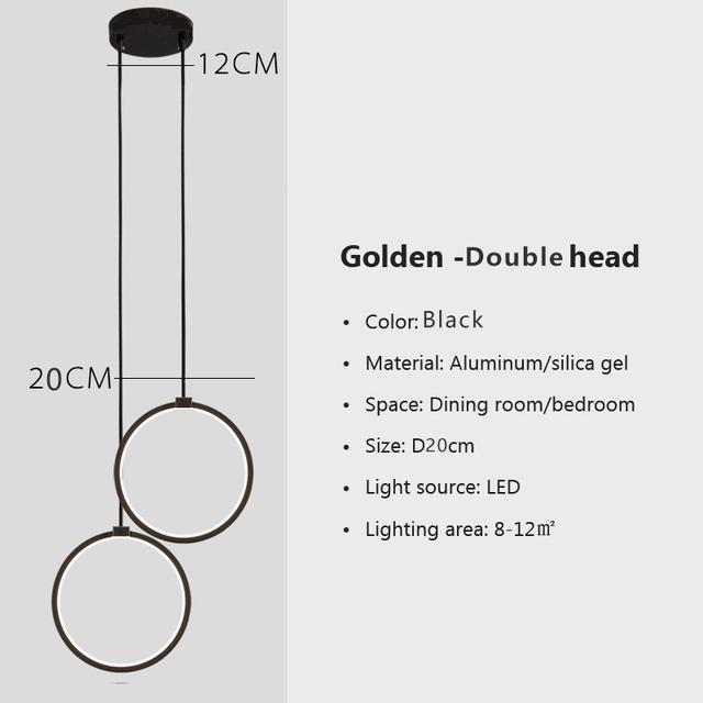 Modern Minimalist LED Pendant Light Chandelier For Hotel Bedrooms Dining Living Room Black Gold Decor Circular Hanging Lamp