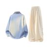 MEDE Men's Plaid Splicing Collared Sweatshirt & Sweatpants Set