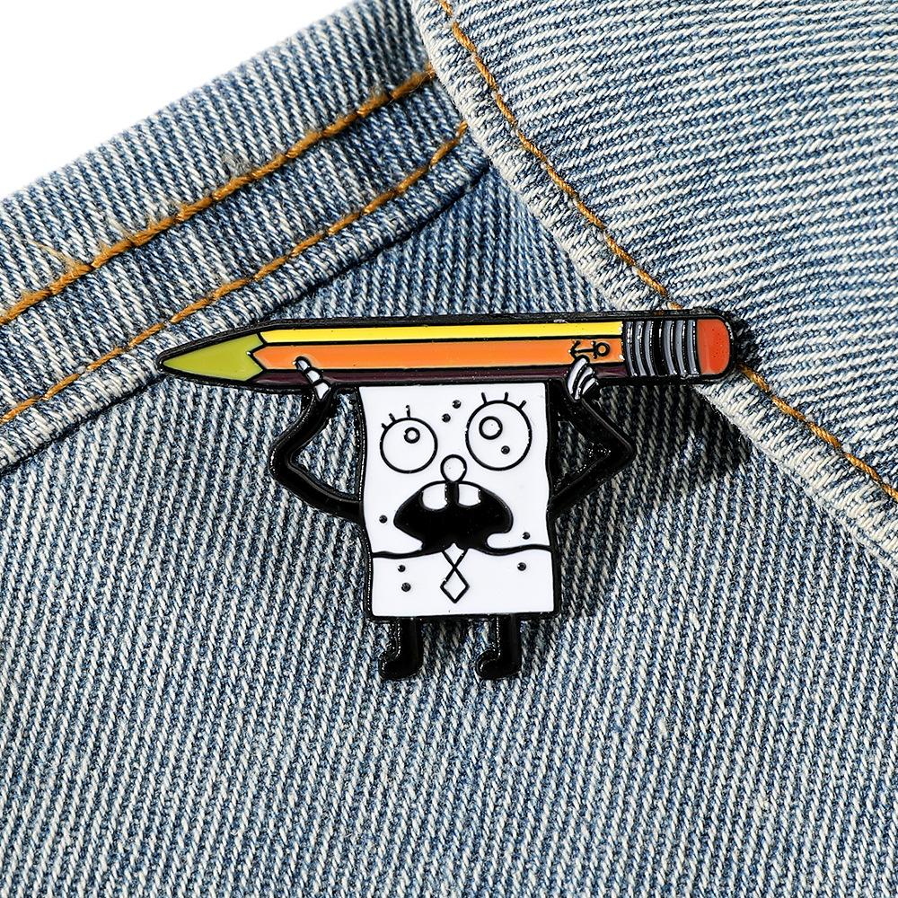 European and American creative personality SpongeBob SquarePants metal badge film and television characters alloy oil dripping brooch accessories pin