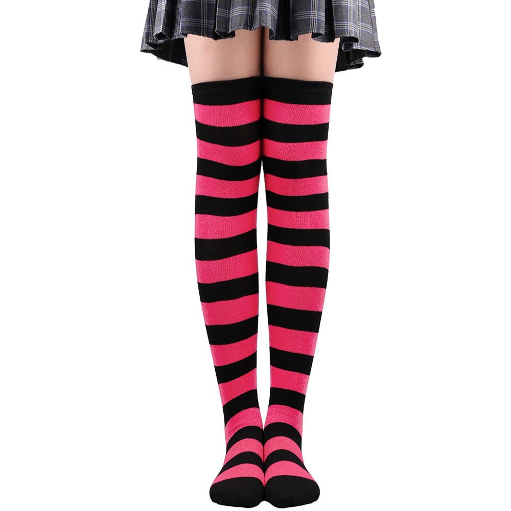 Women's Zebra Striped Thigh-High Socks: Japanese & Korean Style Over-the-Knee Halloween Cosplay Performance.