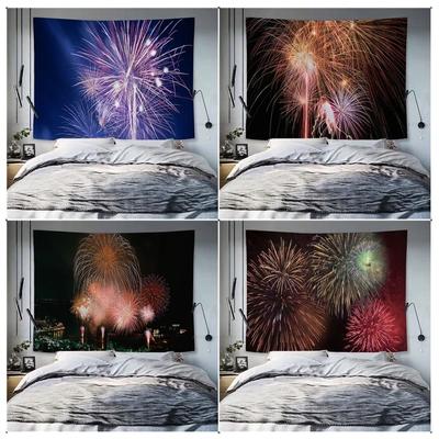Dormitory Bedroom Tapestry Fireworks Cartoon Pattern Tapestry