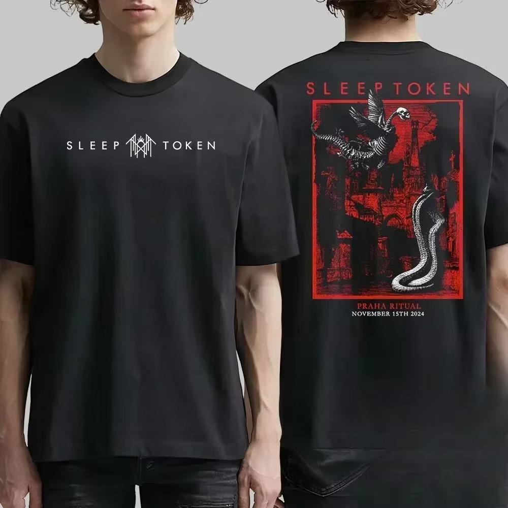 

Sleep Token Hot American Band High-end Print T Shirt Luxury Is for Both Men and Women Cotton Top Y2k Are Different T-shirt Loose S чёрный