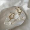 French pearl oval shell earrings white flower high-end stud earrings fashion temperament light luxury earrings women