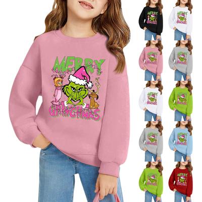 Christmas Day Girls Round Neck Pullovers For Kids Printed Baby Tops