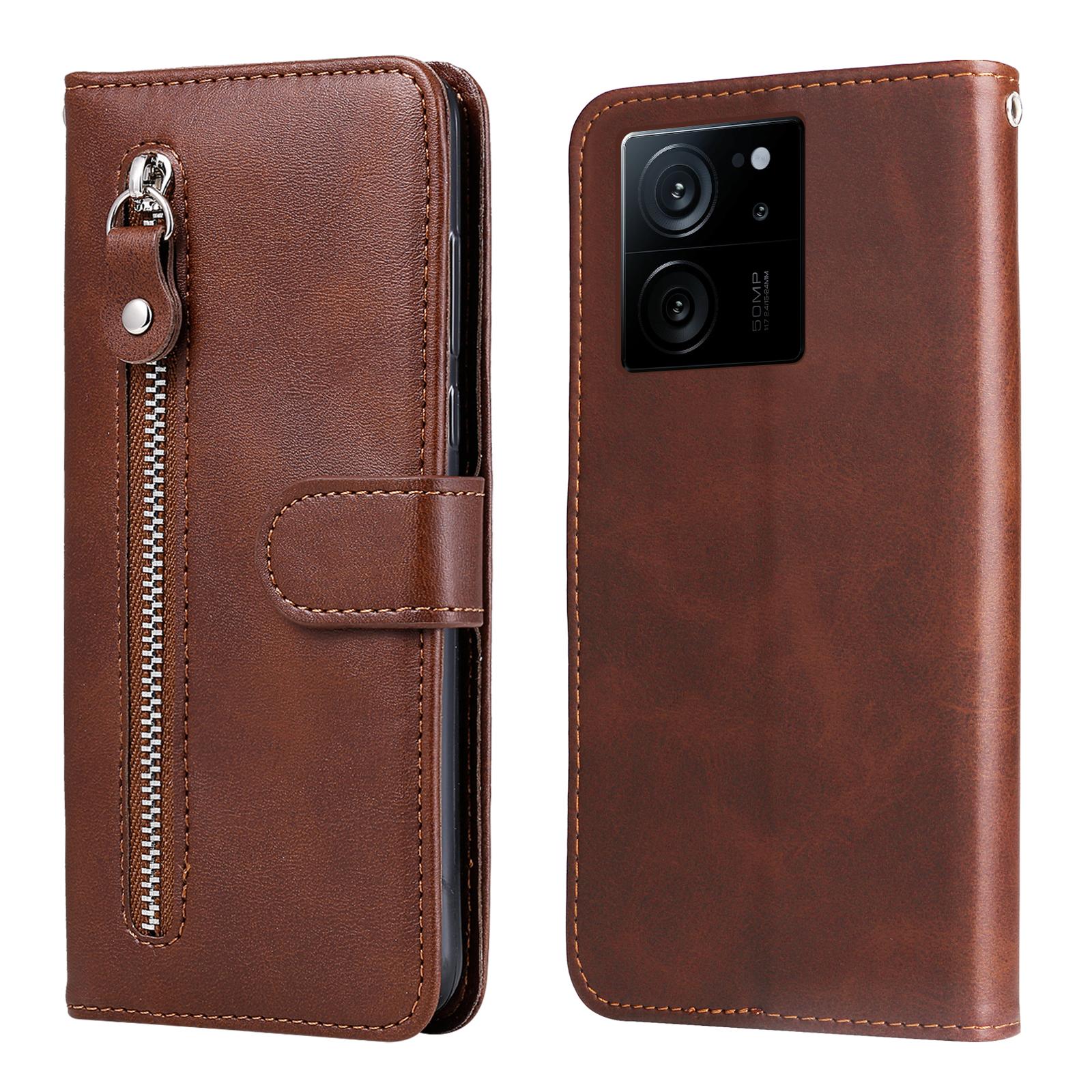 

Для Xiaomi Redmi K60 Ultra/13T/13T Pro Чохол Протиударна Накладка Кишеня на Блискавці Гаманець Підставка Чохол для Телефону Brown