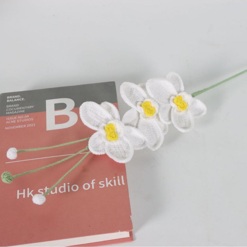 Lovely Phalaenopsis Crochet Flowers Knit Flowers Artificial Plant Table Decoration Wedding Decor Friends' Gift