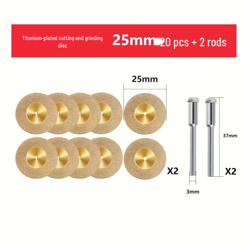 22-Piece Titanium-Plated Diamond Cutting Disc Set for Jade, Glass, Marble, and Tile Grout Cleaning & Sealing.