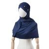 Headscarf Hat with Bright Bead Pleated Design Solid Color Shawl