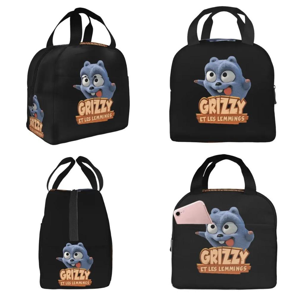 Cartoon Lemmings Bear Square Insulated Lunch Bag for Women Office Cooler Thermal Food Box Tote Leakproof Lunch Boxes Container