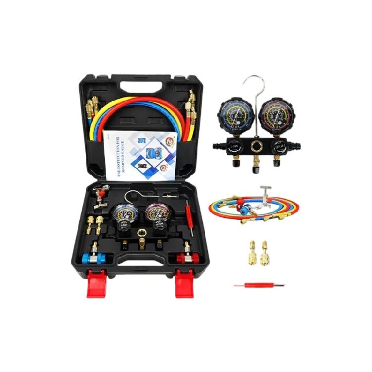 

Complete Car Maintenance Tool Easy to Use for R22 R134 R404 R410 Refrigerants & Double Ranges Pressure Monitoring чорний