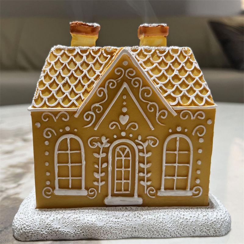 Festive Christmas Gingerbread Cottage Incense Cone Burner Resin Decorations