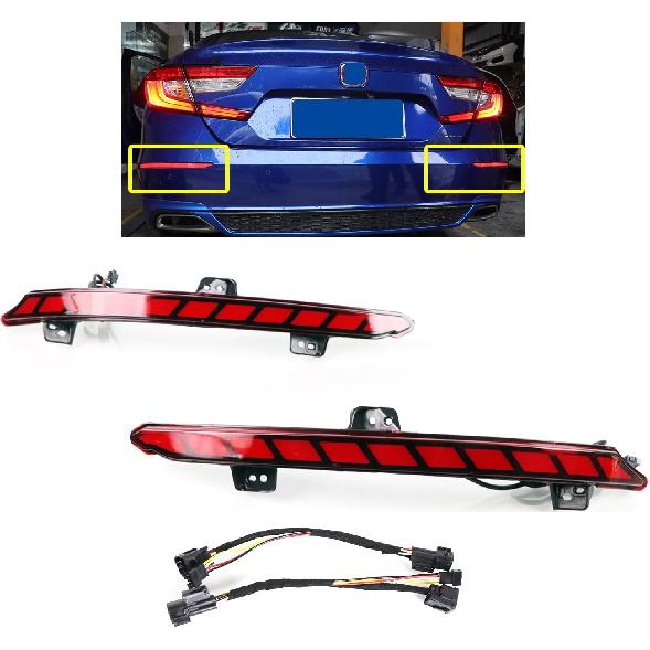LED Rear Bumper Reflector Tail Lights Turn Signal Sequential Flashing Brake Driving Fog Lamps Accessories Kit Compatible With Honda Accord 10th 2018