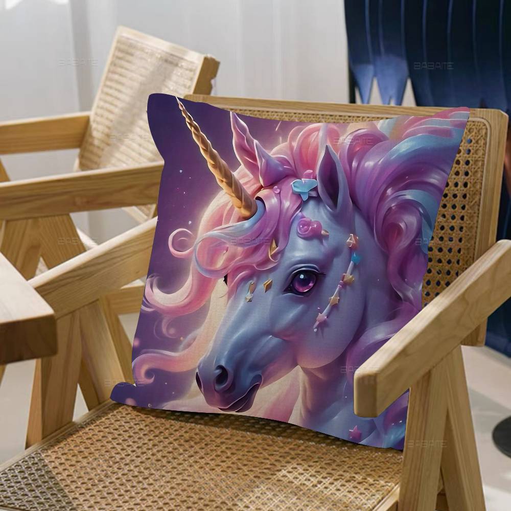 1Pc Cartoon Rainbow Unicorn Cushion Cover Car Throw Pillow Case For Sofa Car Christmas Gift 40X40Cm 45X45Cm