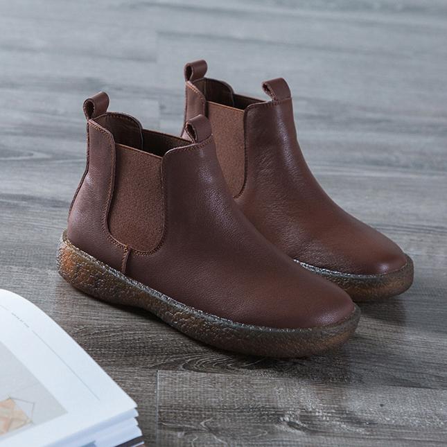 Boots Women New Retro Soft Soled Cowhide Women's Boots Plus Size Short Boot Womens Shoes Ankle Boots for Women Ladies Shoes