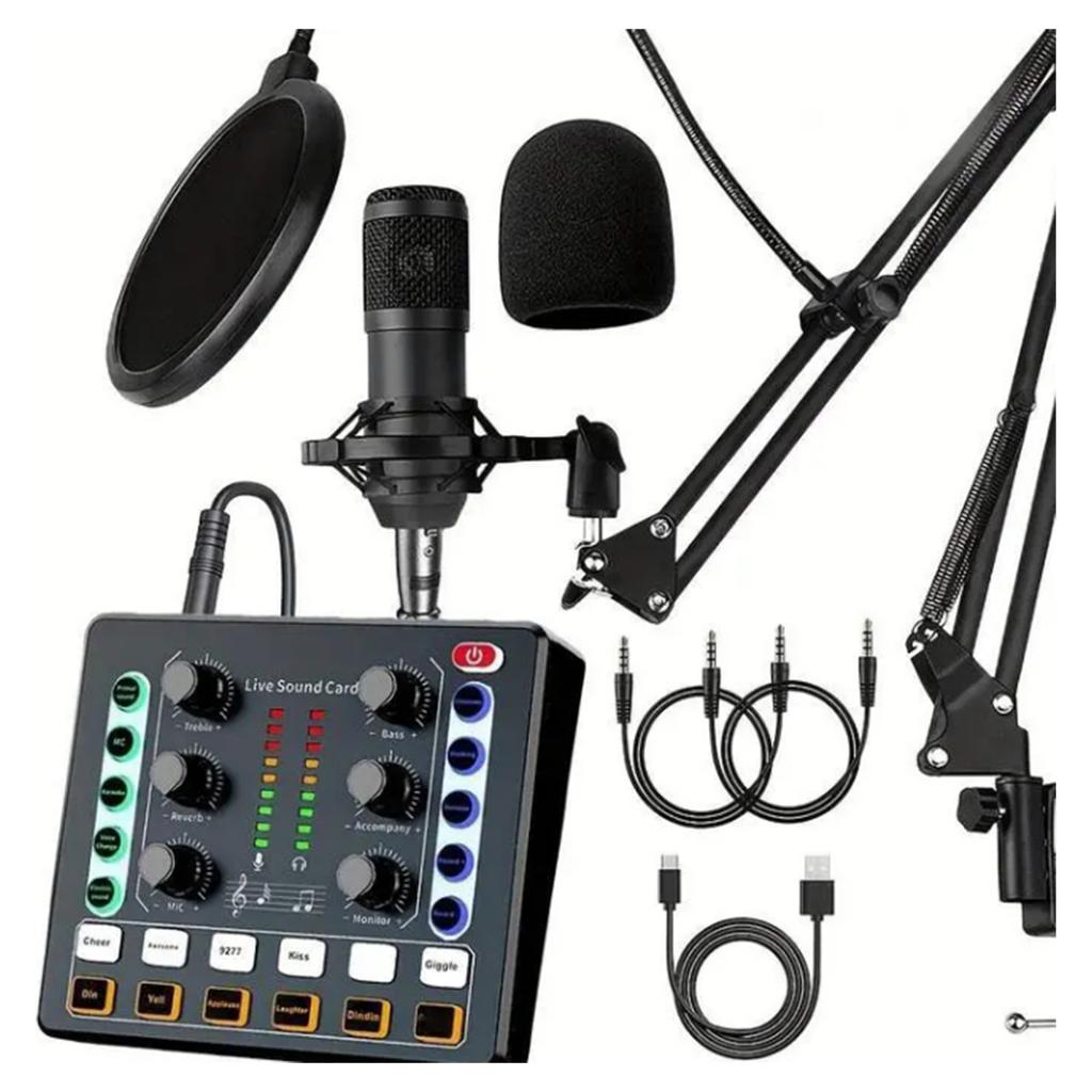 BM-800 Set Audio Recording Studio with Voice Changer Microphone Live Sound Card for Computer Live Streaming YouTube TikTok