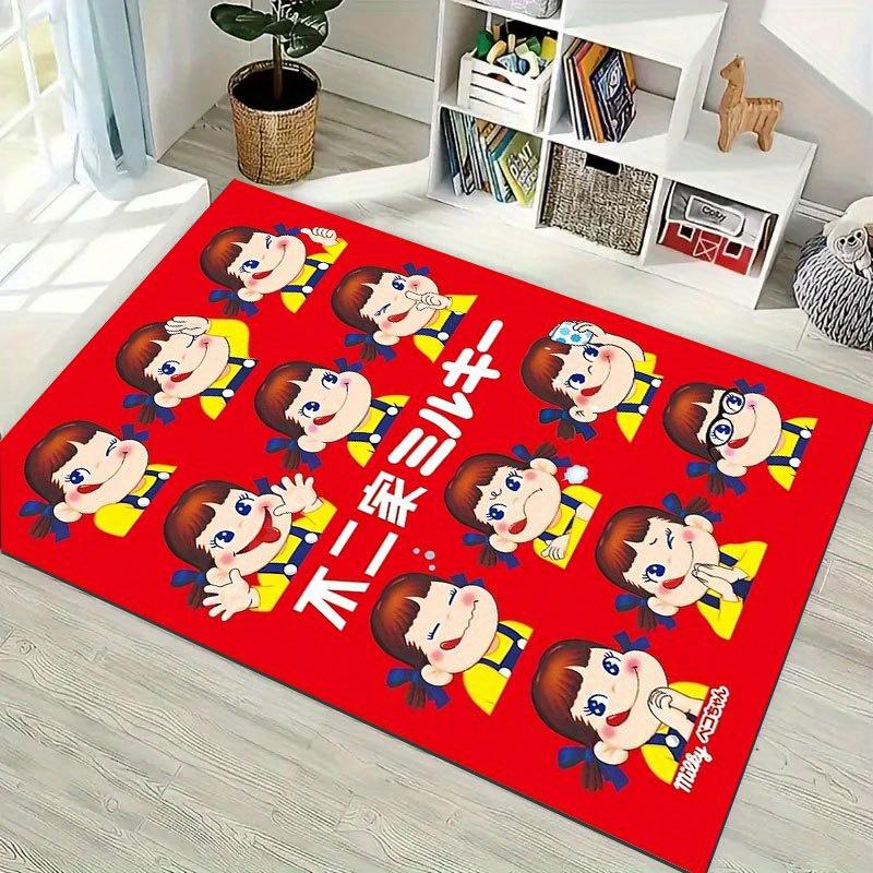 Cartoon Carpet Mat Rug - Milky Character Print Home Decoration for Kids Room Living Room Red Black Design Rugs for Bedroom