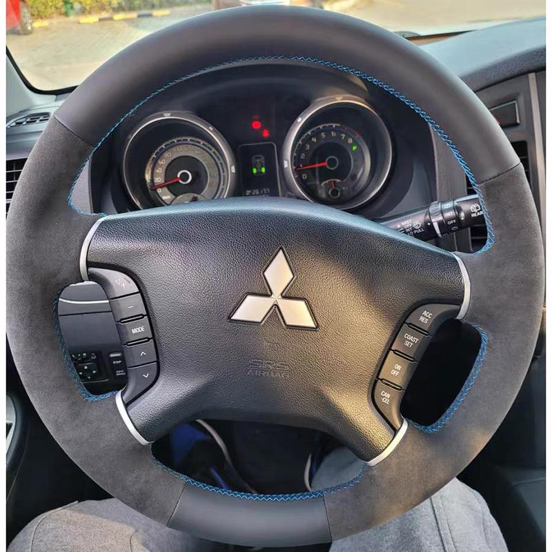 Für Mitsubishi Pajero 2007-2014 Galant 2008-2012 Handgenähtes Schwarzes Leder Pfirsichholzmaserung Auto Lenkradabdeckung