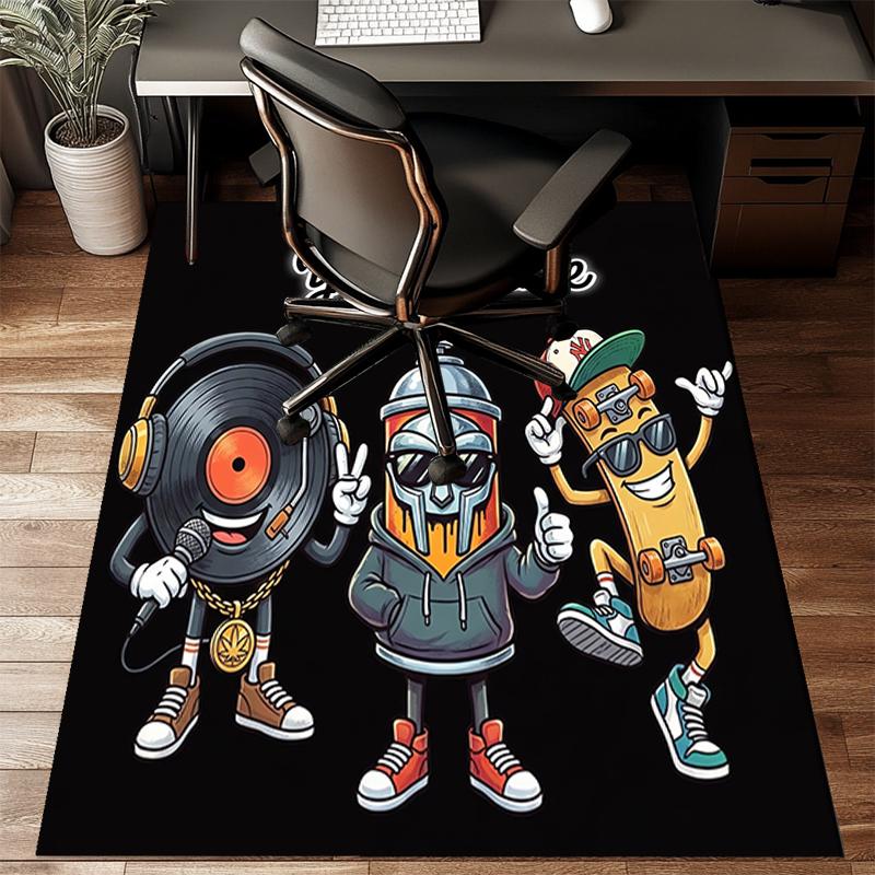 1PC Custom Name Music, Art, Skateboard Fun Theme Floor Mat Ideal for Living Room, Game Rooms, Office, Bedroom, Floor Mat Playful Design