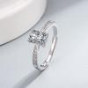 Popular Japanese & Korean Women's Moissanite Square Eternal Micro-Pave Open-Ended Ring