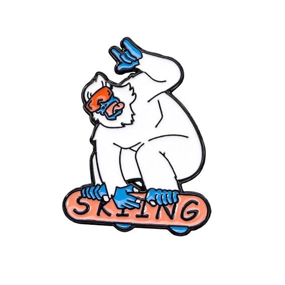 Ski Series Brooch Cartoon Cute Little Animal Penguin Polar Bear Metal Badge Oil Drip Alloy Bag Button Pin