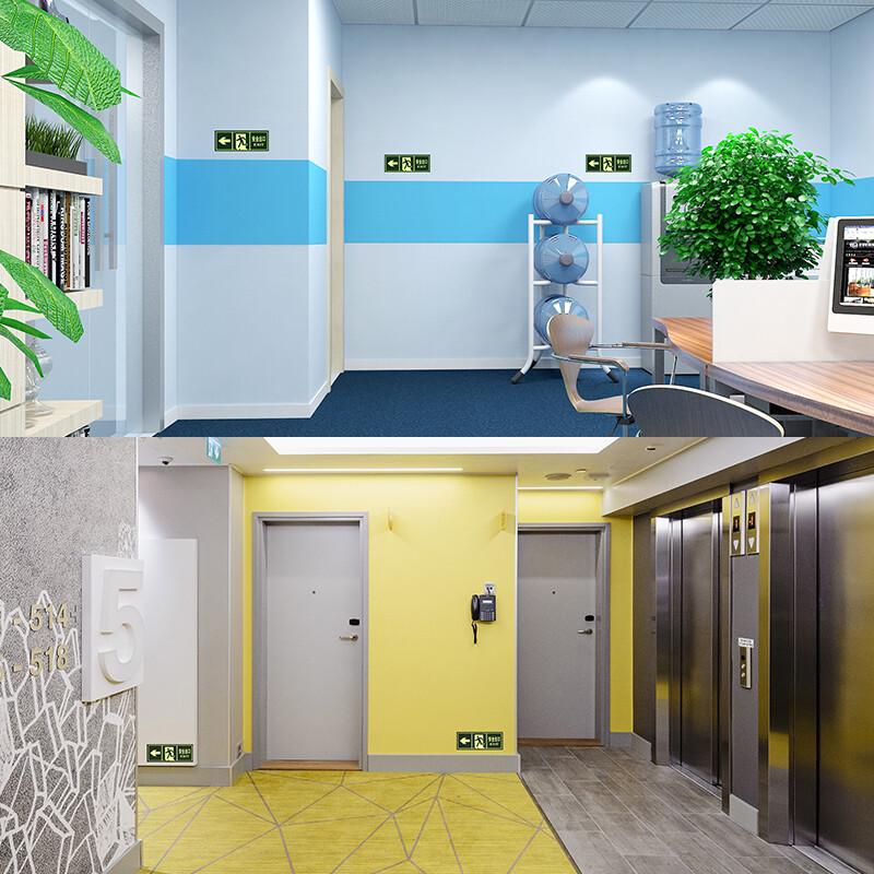 Glow-in-the-Dark Emergency Exit Left Turn Wall Stickers