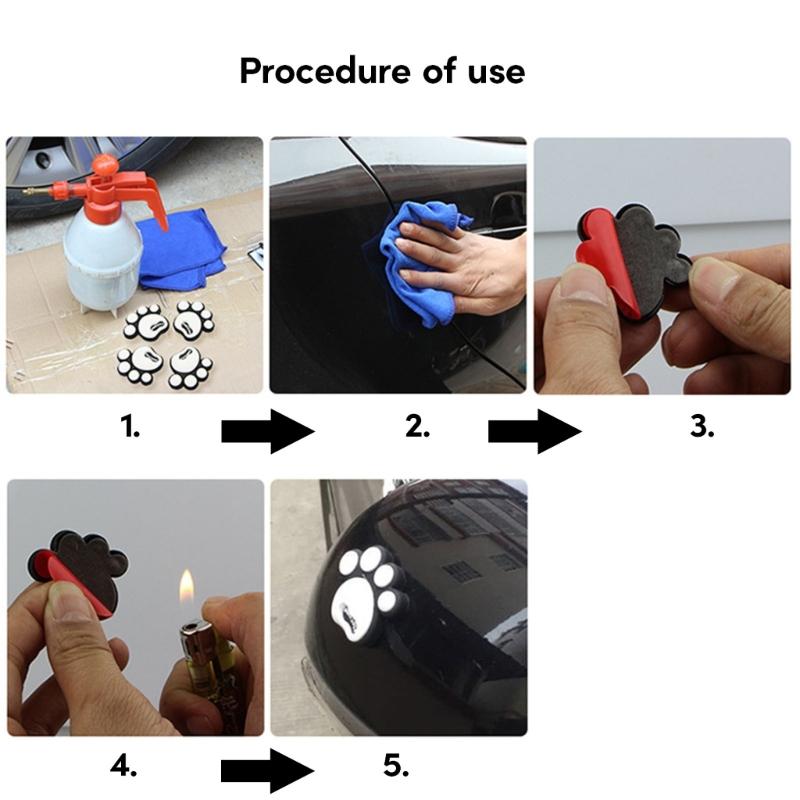 8Pcs Auto Rearview Mirror Stickers Cute Dog Paw Footprint Stickers Anti-Scratch Stickers Anti-skid Protector Stickers