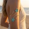 Ausgefallenes Statement Metallblumen Armreif für Damen Klobiges Floral Oberarm Armband Edelstahl Offener Manschetten Armschmuck