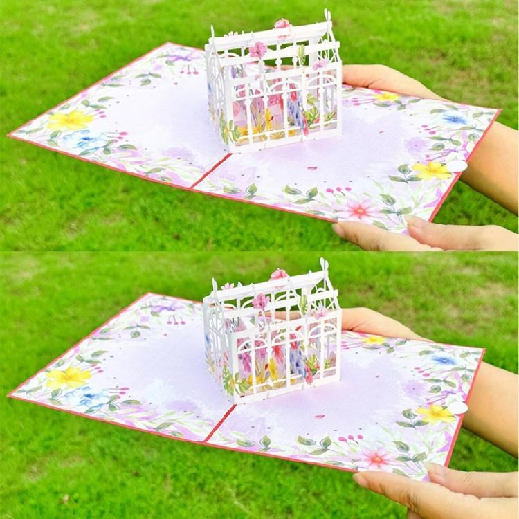 Stylish 3D Popup Paper Card Bright 3D Flower House Popup Card Elegant Moving Gift for Friend and Family