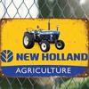 Vintage New Holland Tractor Metal Wall Art Farmhouse Rustic Bar Garage Decor Tin Sign Steel