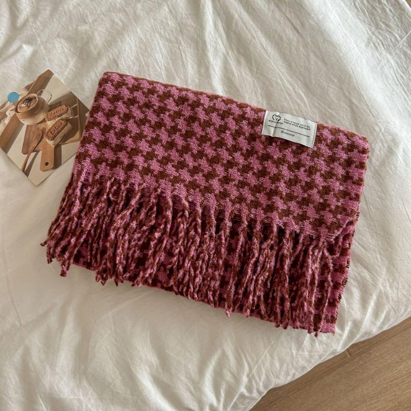 Autumn and winter new Maillard imitation cashmere plaid scarf women's winter senior sense versatile shawl thickened warm scarf