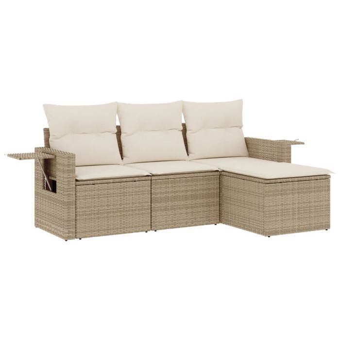 VidaXL Garden Lounge Set with Cushions 4 Pcs, Patio Sofas, Patio Furniture Set, Outdoor Furniture, Beige 3220067