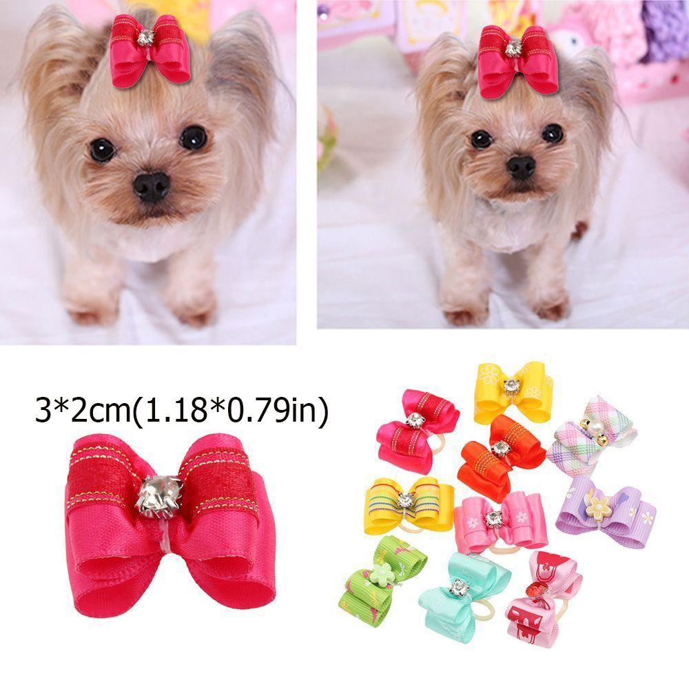Hair Bows Pet Handmade with Rubber Band Hair Clips Puppy Grooming Accessories Products Small Dogs
