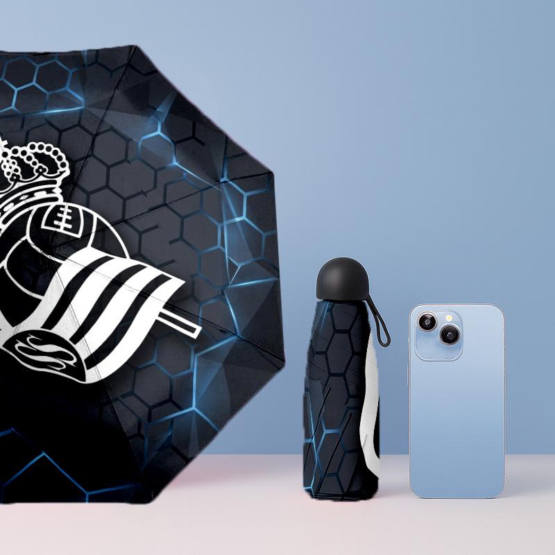 Real Sociedad FC Mini 5 Fold Pocket Umbrella Compact Lightweight Anti UV Rain Sun Protection Umbrella Portable Travel Umbrella