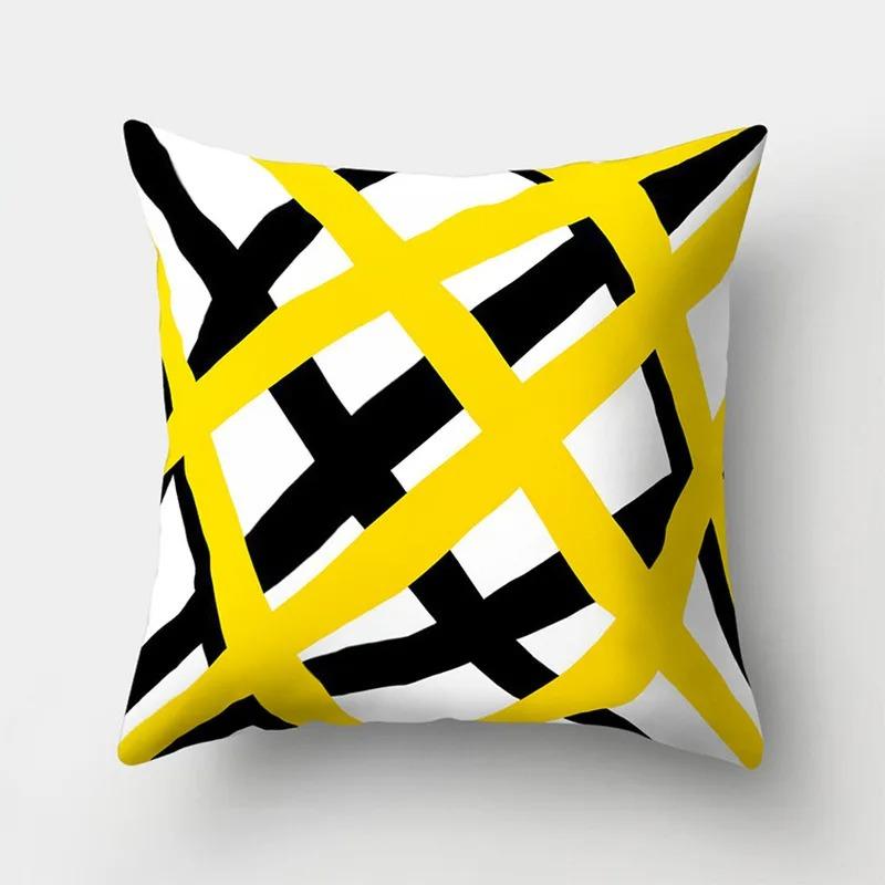 Yellow Geometric Decorative Pattern Pillowcase Office Living Room Home Pillowcase Car Ornaments