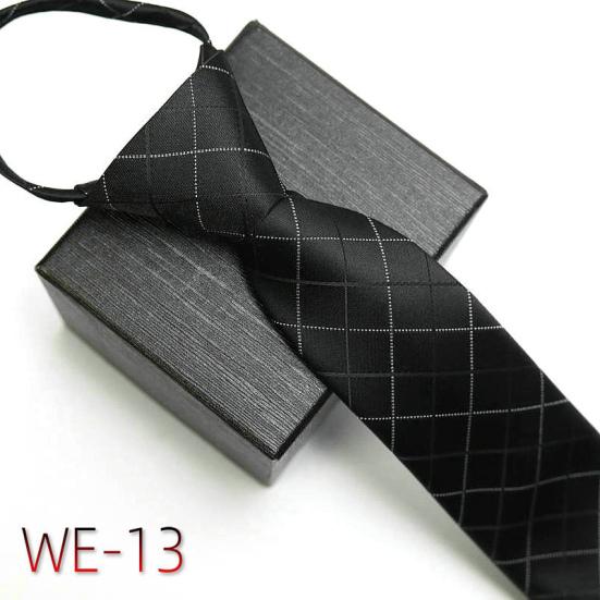 Business Tie Striped Zipper Men Plaid All Match Neck Tie na wesele