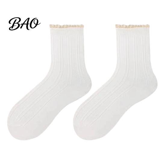 Lazy Pleat Style Socks Ruffle Crew for Women, Cotton Frilly Lace Socks, Soft Breathable Casual Skirts Ankles Daily Wear And Fashionable Layering