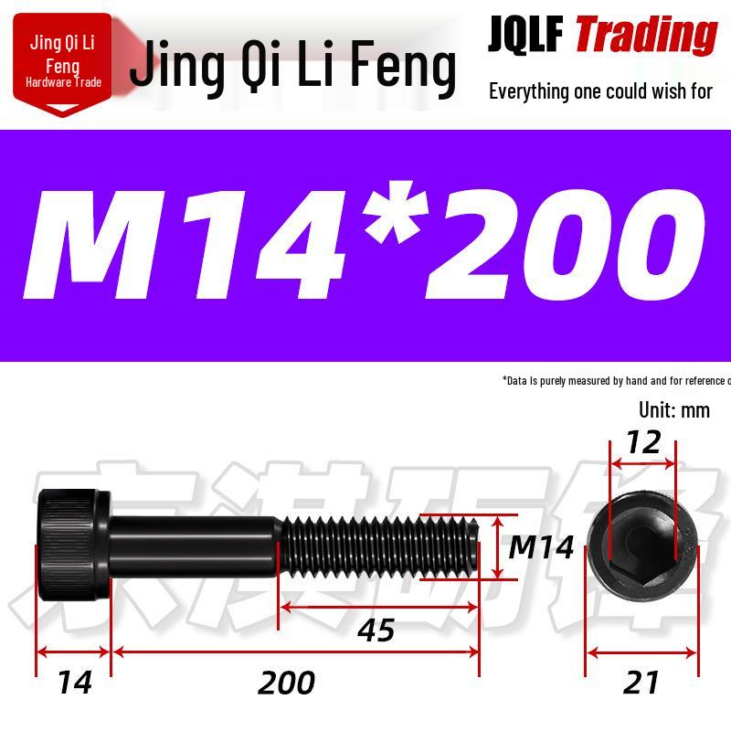 Hex Socket Head Cap Screw, Half Thread, M12-M18, High-Strength, Blackened Cylindrical Head, Knurled Bolt
