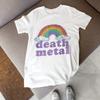 Maglietta Divertente Death Metal Arcobaleno Retro Rock Music Humor Tee