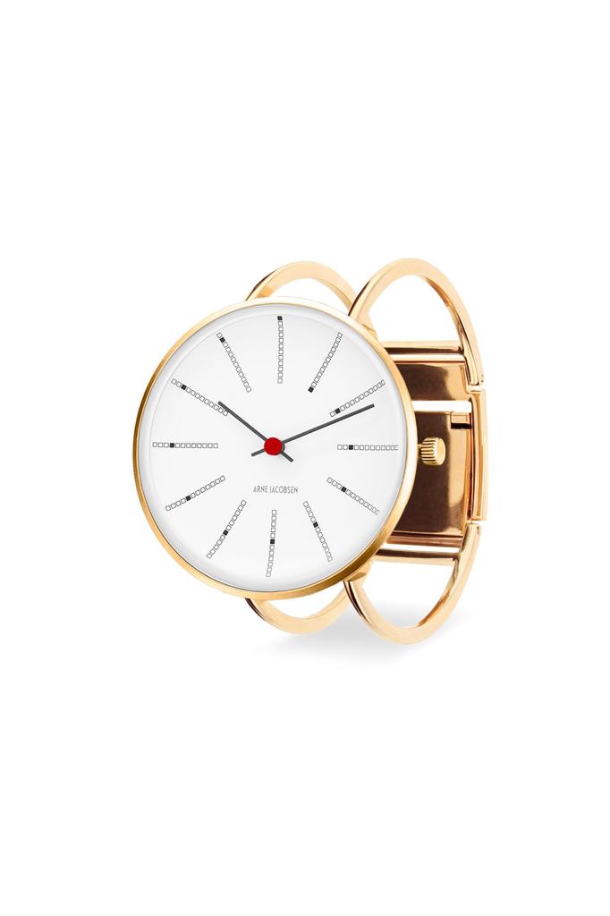 ARNE JACOBSEN BANKERS 53108-2019 40mm Watch, Nordic Design, Water Resistant (Quiet Design with No Second Hand), White Gold Bangle Strap