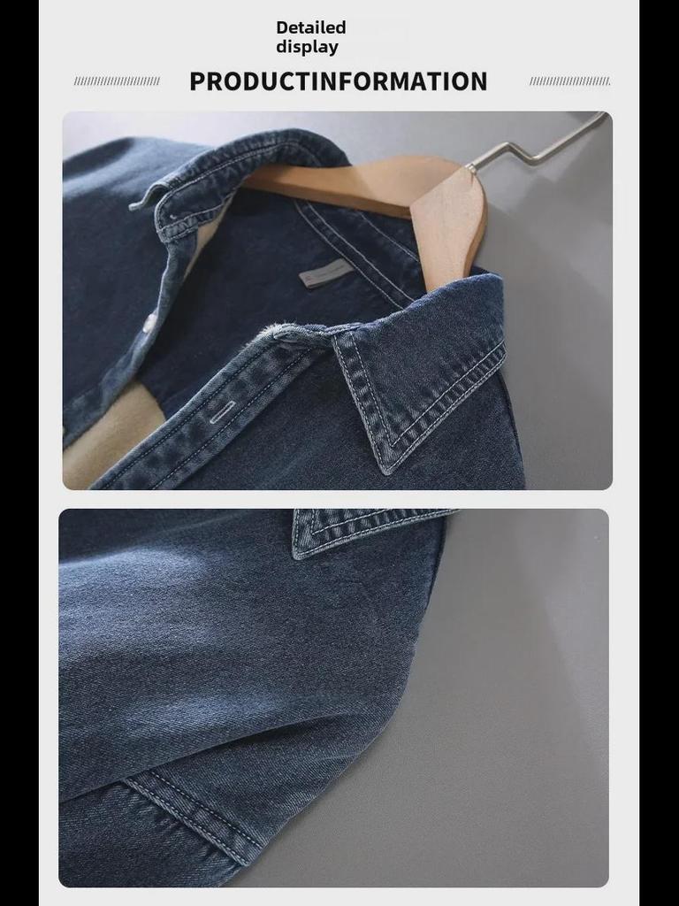 Japanisches Retro Plus Samt Denim Herrenhemd: Verdickt, Gewaschen, Allround-Outdoor-Bekleidung