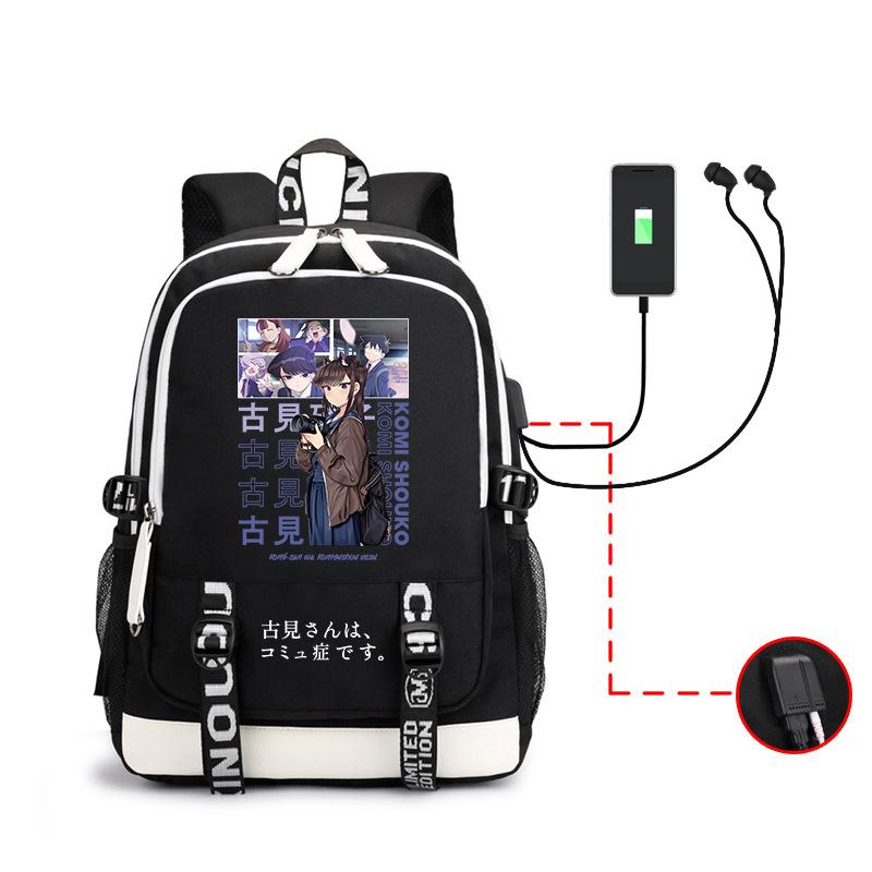 Anime, Kumi Classmate Has Communication Disorder, Cartoon Print Backpack Usb Large-Capacity Student Schoolbag