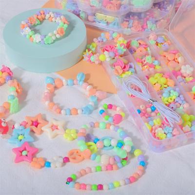 1Set Colorful Acrylic Loose Spacer Beads Crafts for DIY Cute Friendship Bracelet Necklace Jewelry Making Accessories Kits