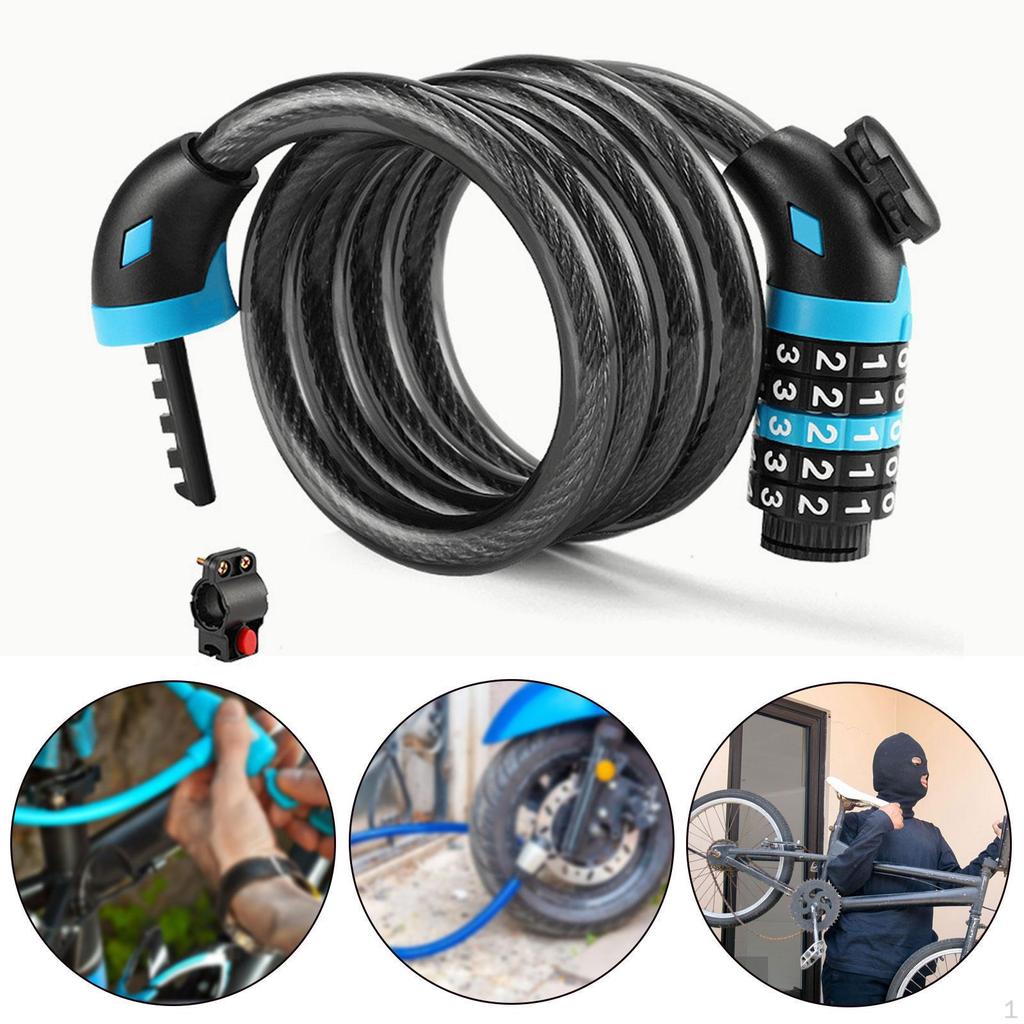 120cm 5 Digit Keyless Cable Lock Anti Theft Password for Sports Equipment Locker Bikes