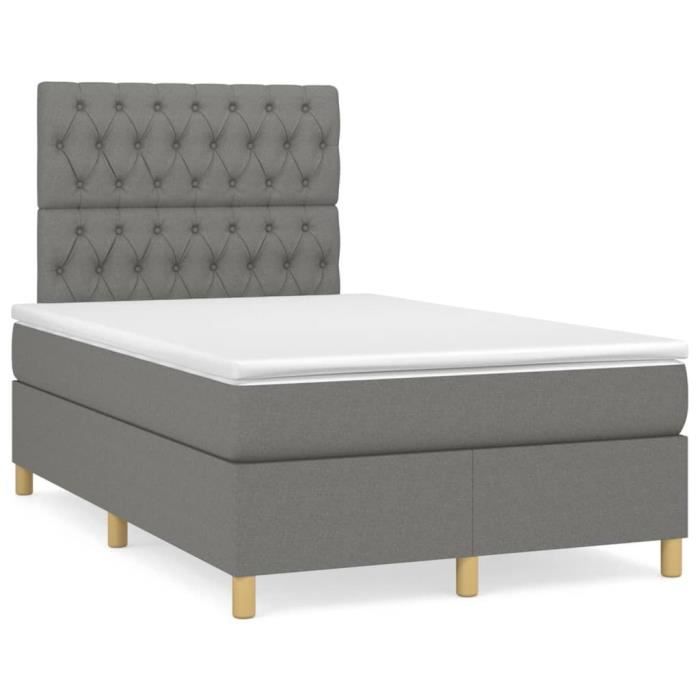 3142562 vidaXL Divan Bed with Mattress Dark Grey 120x200cm Fabric