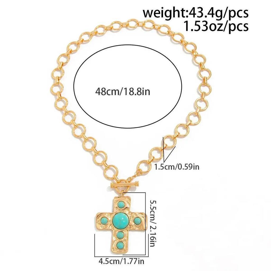 IngeSight.Z Vintage Large Jesus Cross Pendant Choker Necklace Women Punk Hollowout Metal Chunky Chain Neck Jewelry Accessories
